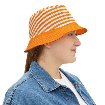 Stylish bucket hat with orange stripes