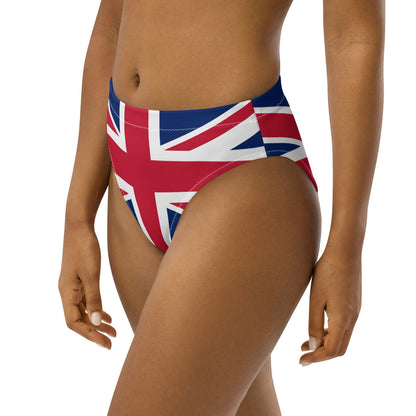 Sustainable UK flag bikini bottom crafted from premium recycled materials