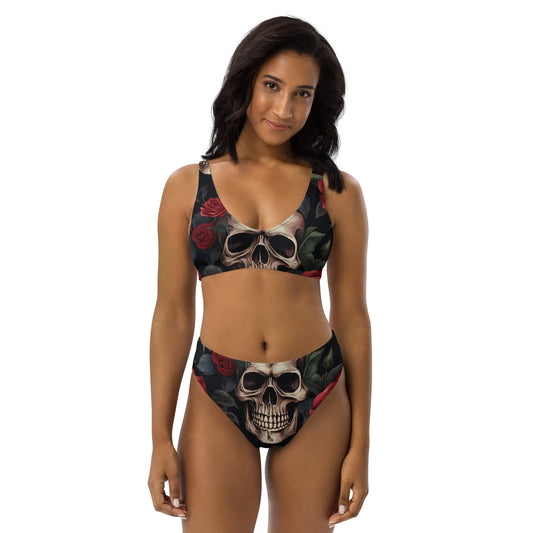 Sustainable gothic high waisted bikini made from recycled fabric