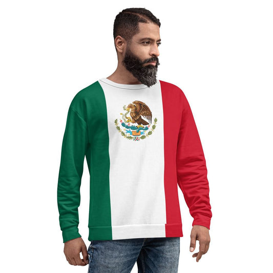 Sweater with Mexican Flag unisex cotton blend cozy fit for patriotic celebrations