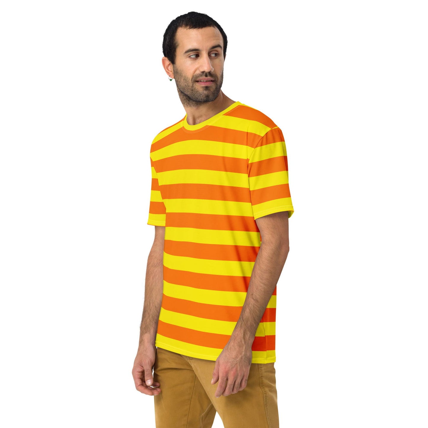 T-shirt with orange and yellow stripes