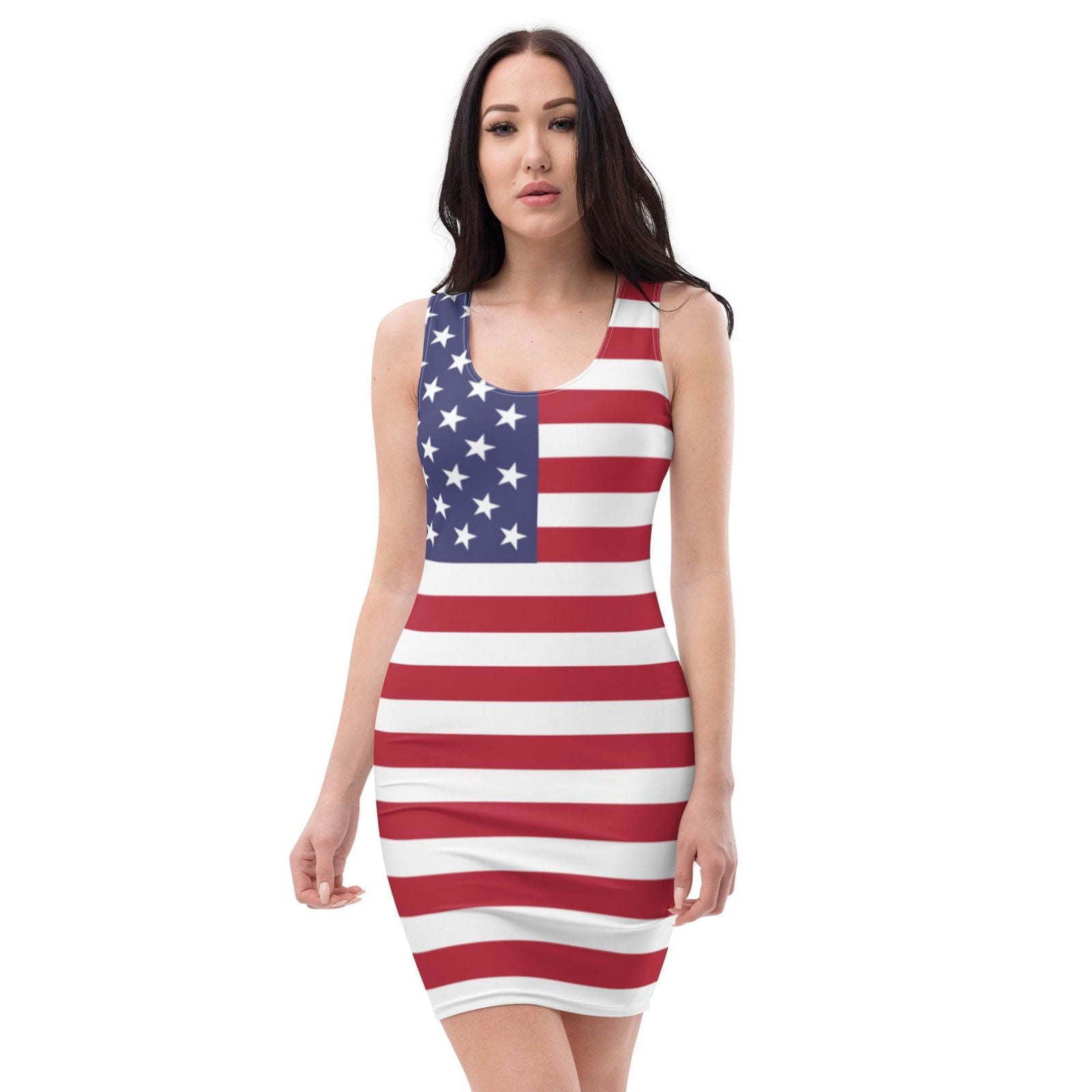 Tight sleeveless dress with American flag design