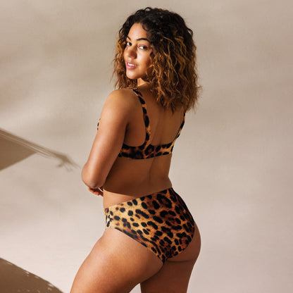 Trendy leopard bikini set with high-waisted design