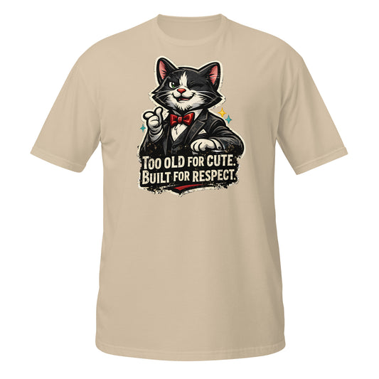 Tuxedo cat t-shirt with bow tie and bold attitude slogan