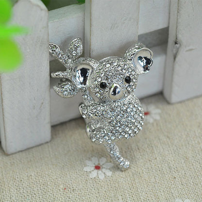 Unisex Koala Bear Brooch with Dazzling Crystals