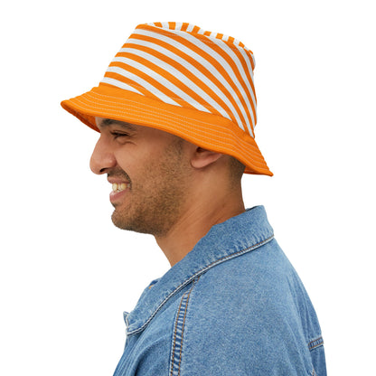 Unisex orange striped bucket hat