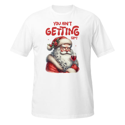 Unisex sarcastic holiday T-shirt  in white
