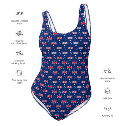 Vibrant swimsuit featuring Australia’s national flag