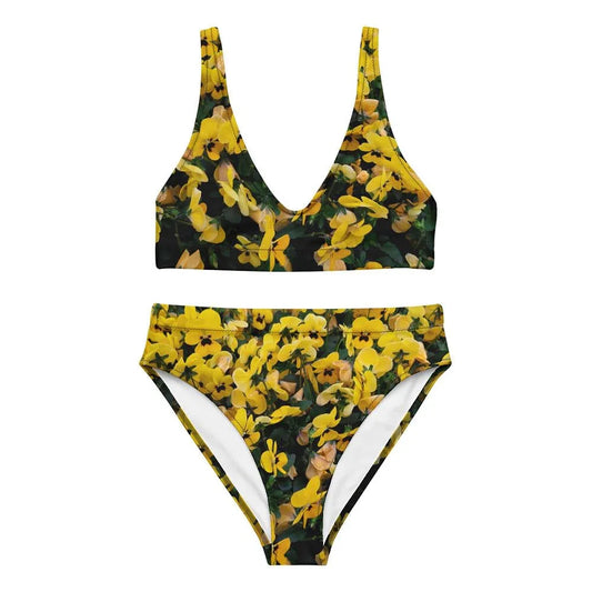 Vibrant yellow flower bikini set ideal for beach outings