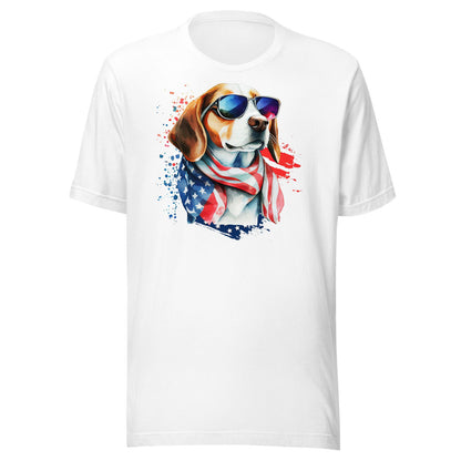 White Customizable Tshirt With Patriotic Dog