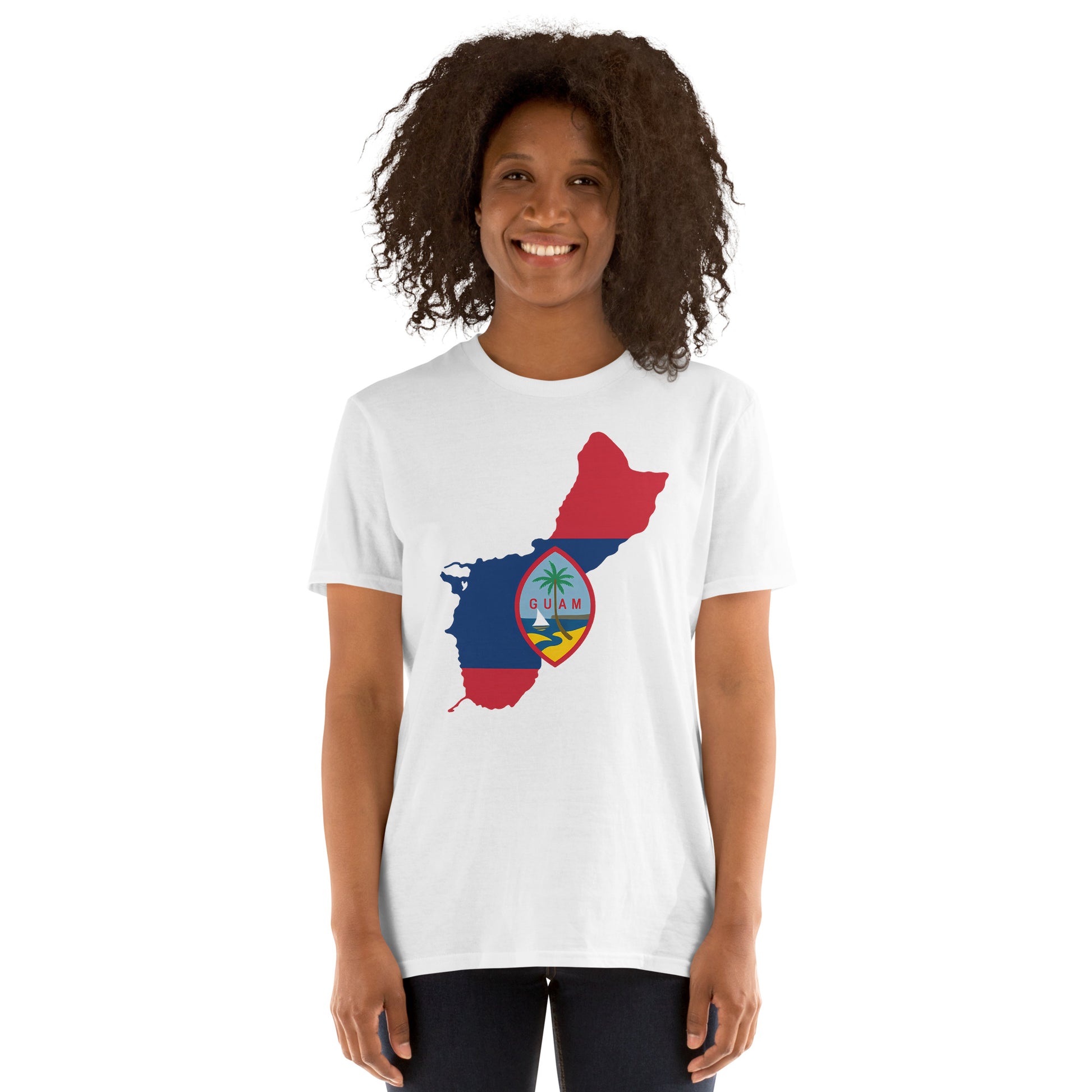 White Guam flag seal t‑shirt