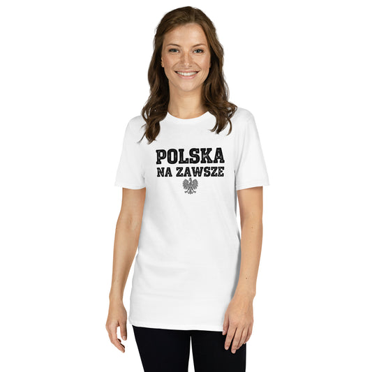 White Polska Na Zawsze T-shirt with black eagle
