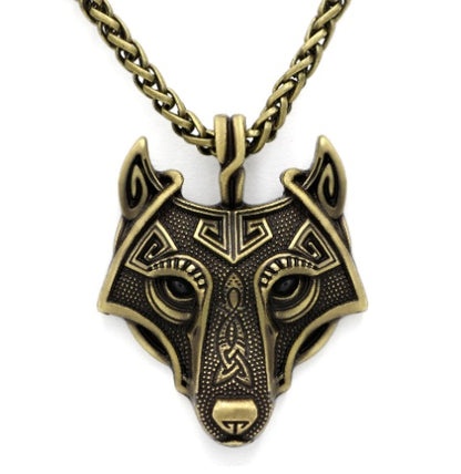Wolf Necklace Gold With Black Eyes