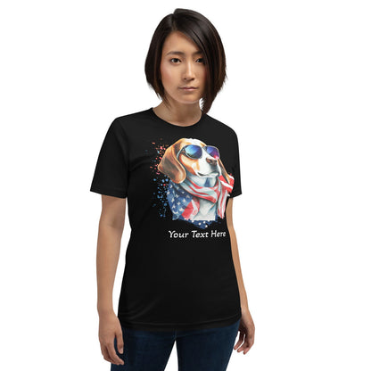 Woman With Customizable Tshirt With Patriotic Dog