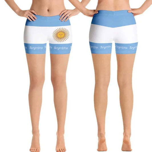 Women's Argentina flag shorts in sky blue and white