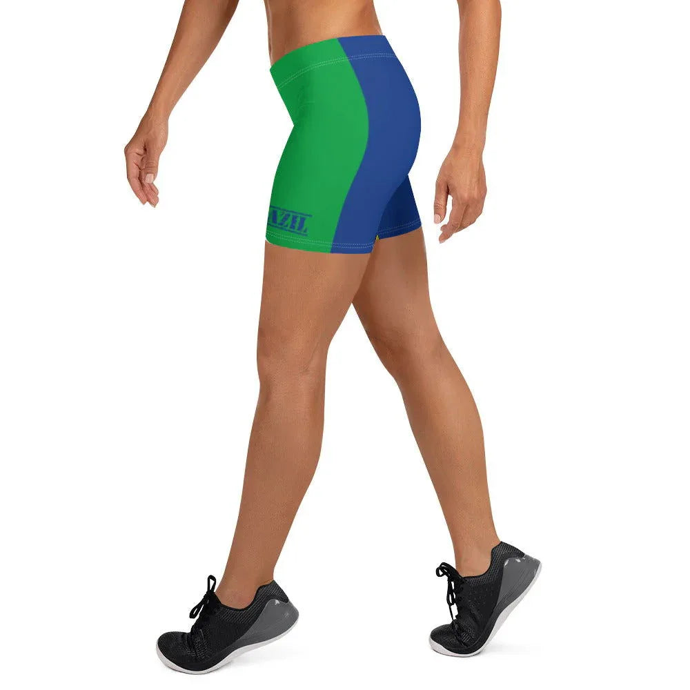 Women's Brazil shorts featuring Brazilian flag colors
