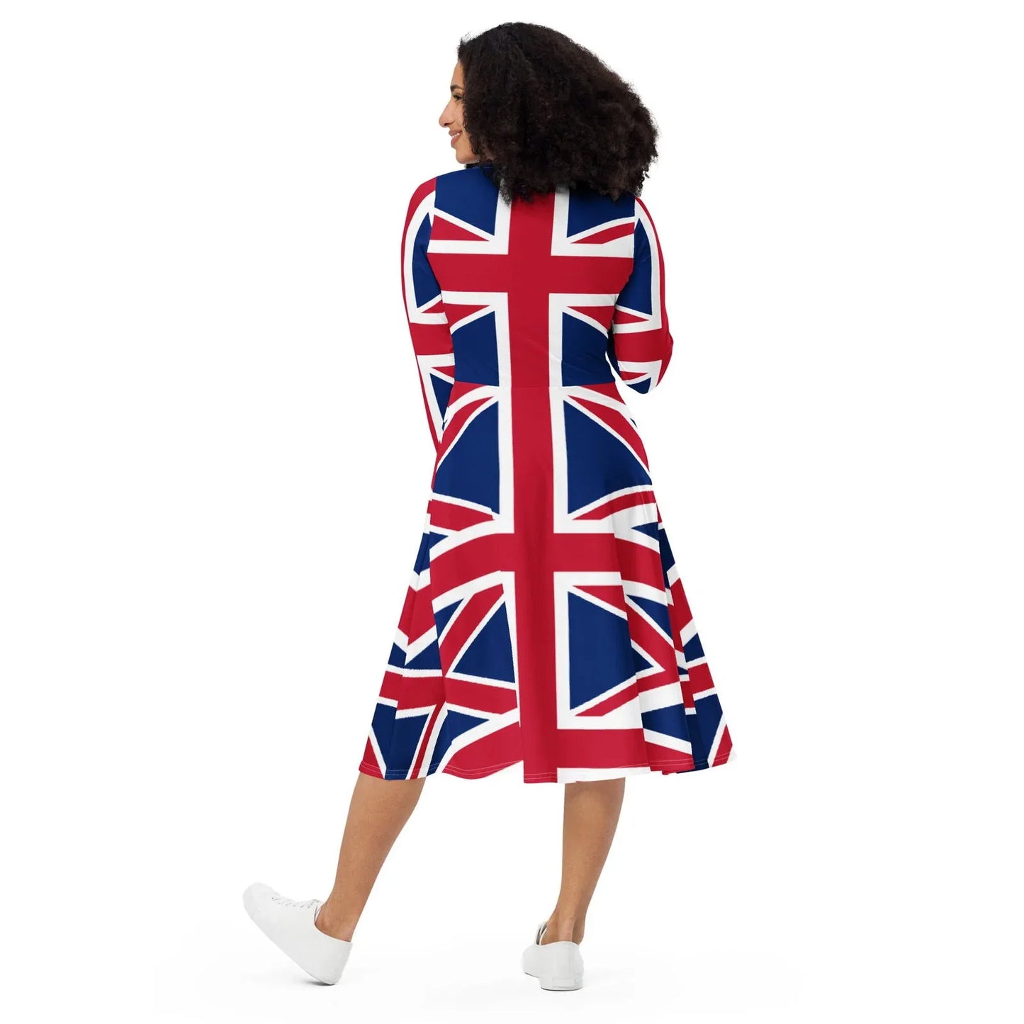 Women's British flag dress fitted waist side pockets all sizes