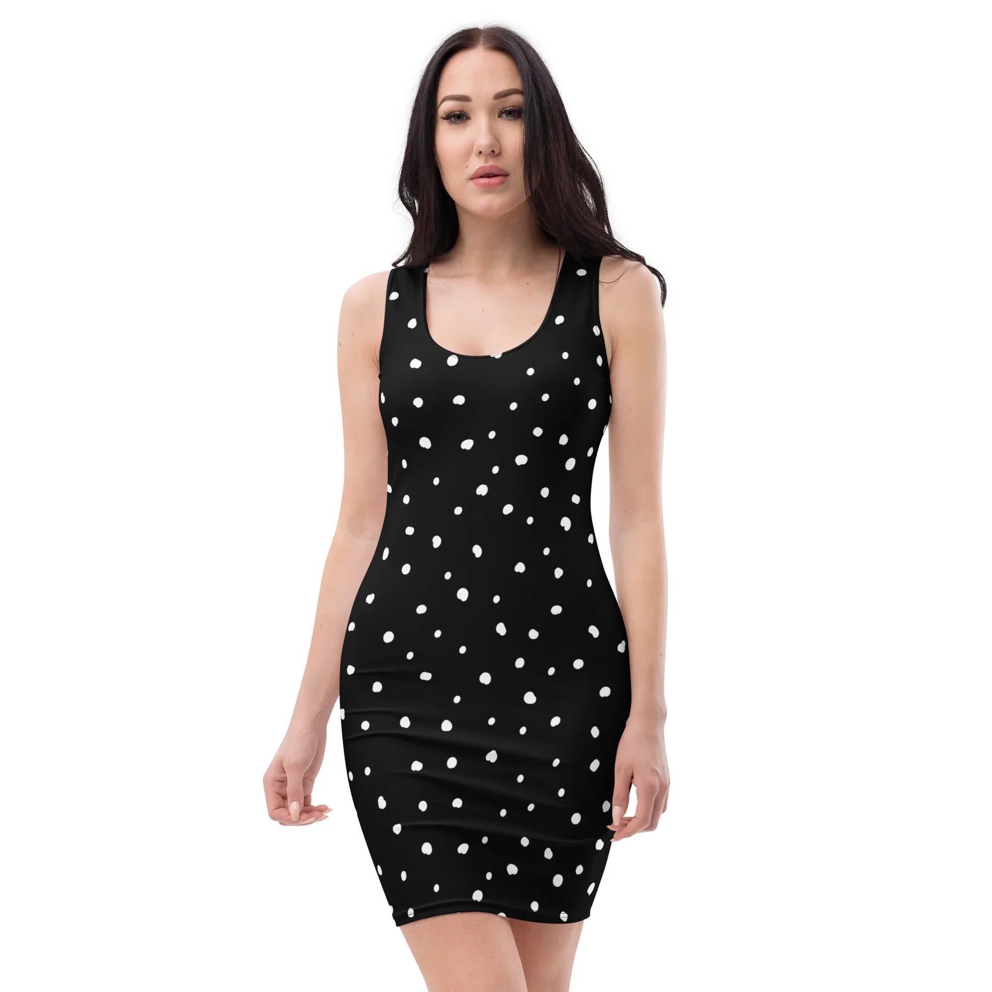 Black and White Polka Dot Bodycon Dress without Sleeves XL Black and White Polka Dot Bodycon Dress without Sleeves XL