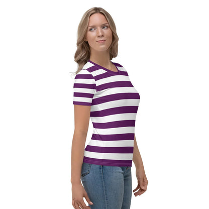 Women's purple and white striped shirt,