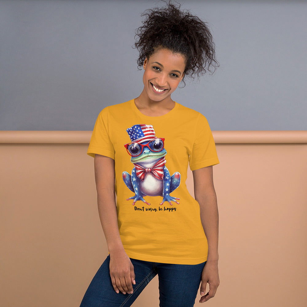 Yellow Cute Patriotic Frog Tshirt 