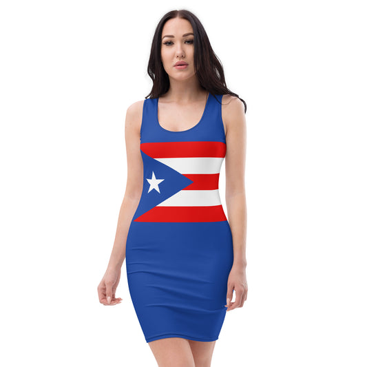 Puerto Rico Flag Dress / Sleeveless Bodycon Dress Midi
