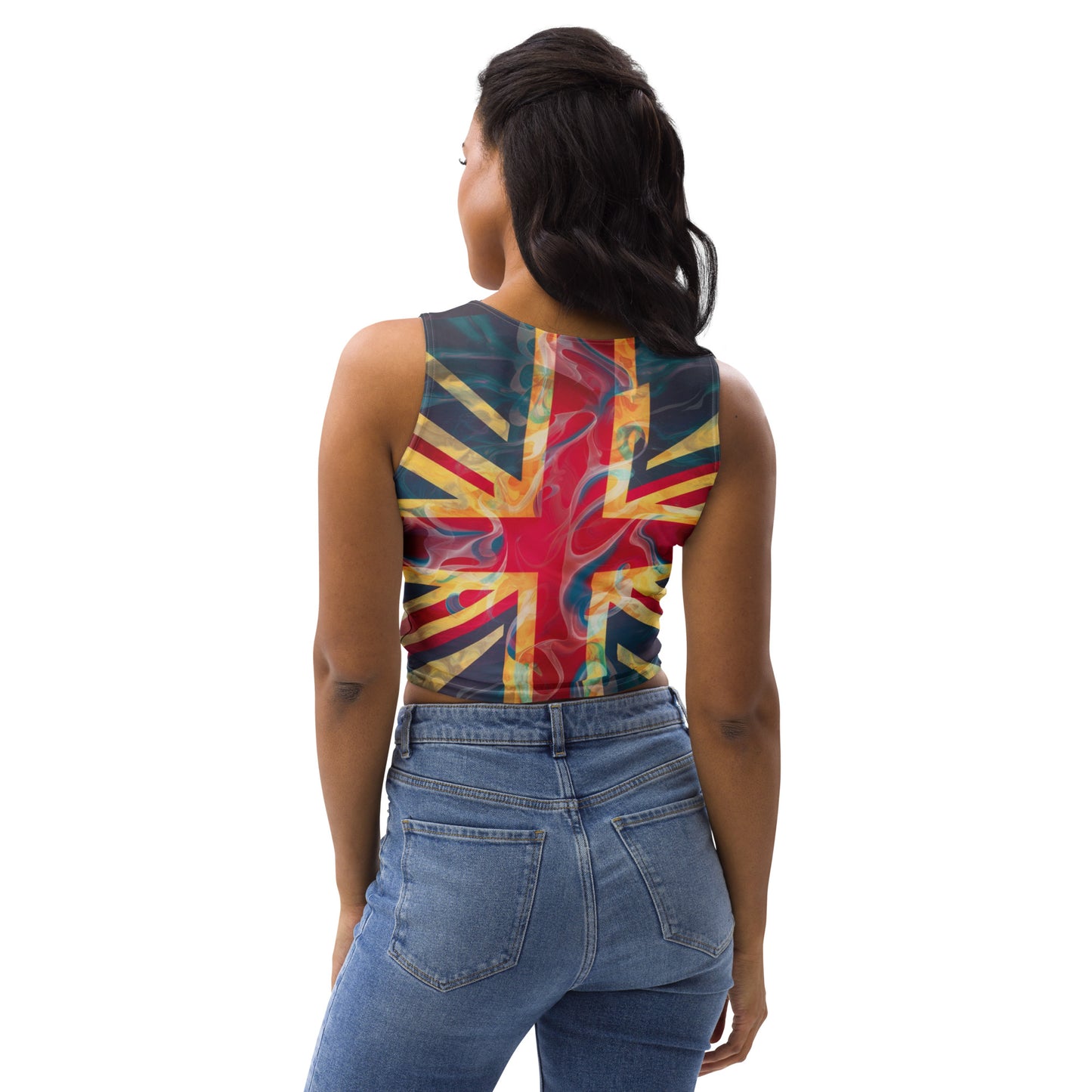 Back Side Psychedelic Union Jack Crop Top
