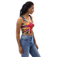 Psychedelic Union Jack Crop Top With The Colors Of The England Flag