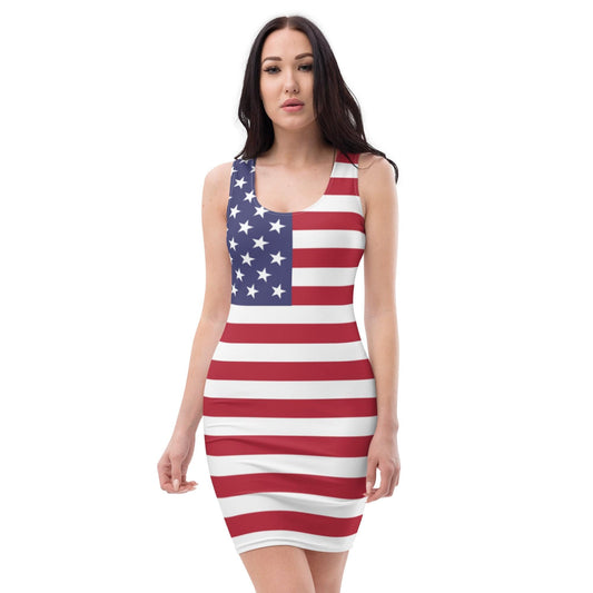 Vestido Bandeira Americana / Vestido Justo / Sem mangas