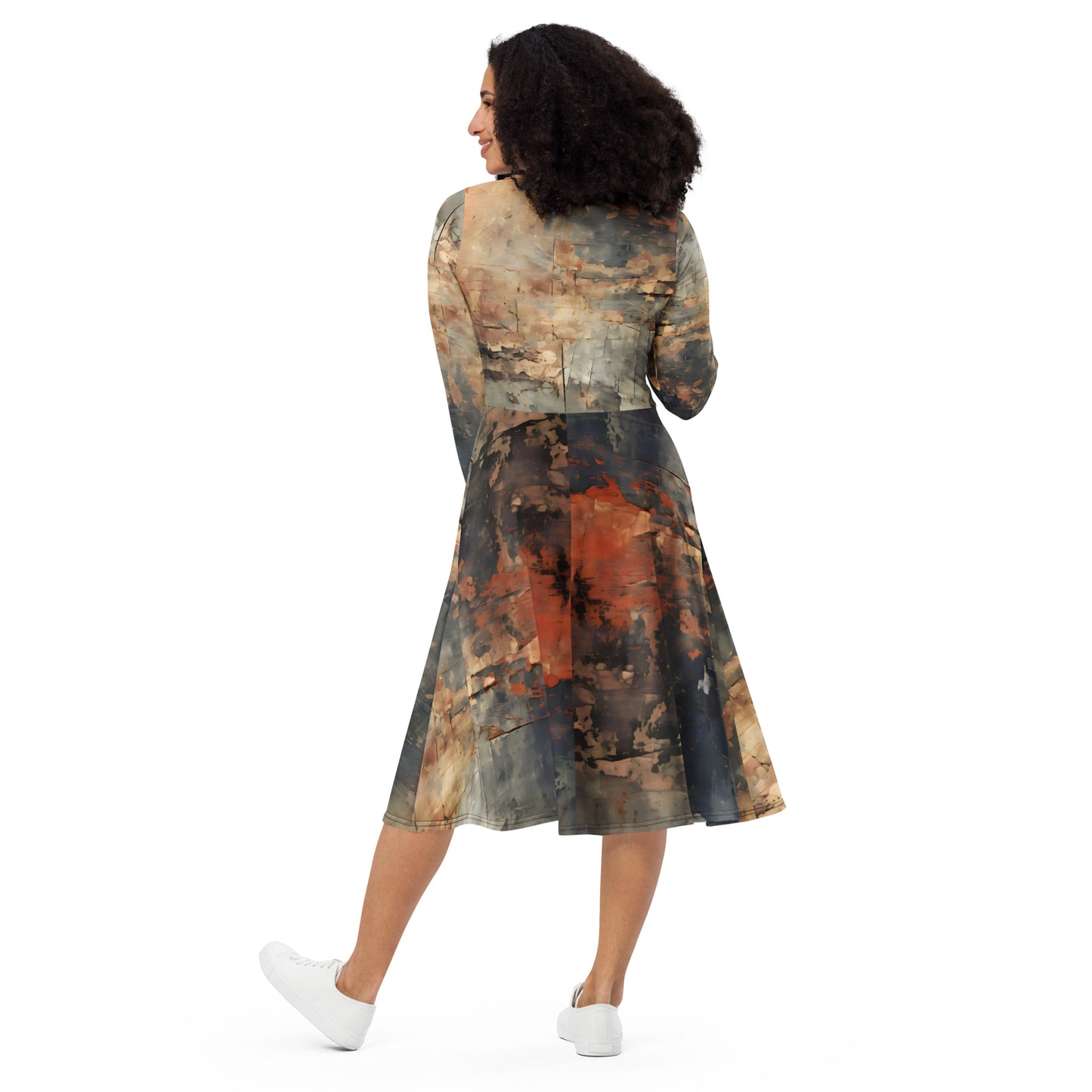 Autumn Dress Women / Long Sleeve Midi Dress