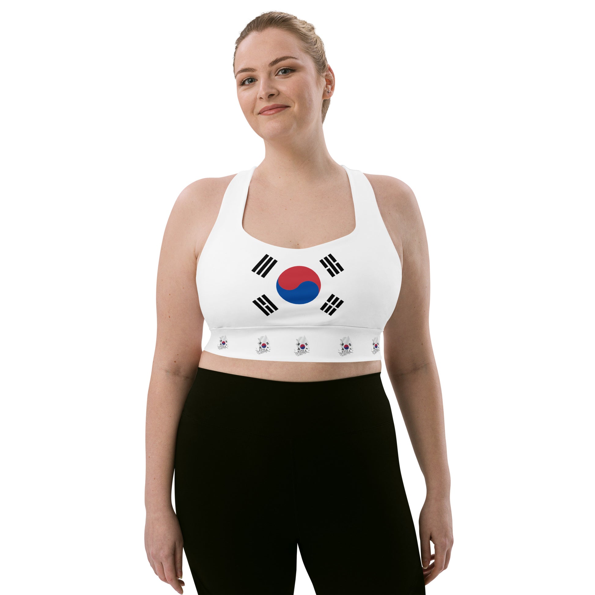 Where to Buy a Longline Padded Sports Bra in a South Korean Flag Print? Here!