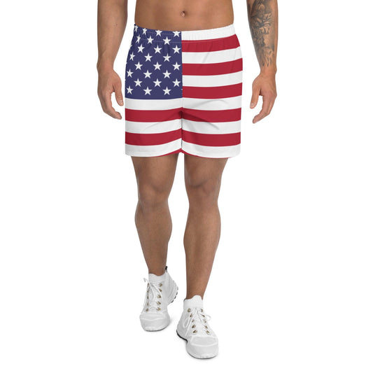 Pantalones cortos de fútbol con bandera estadounidense para hombre / Estampado en color de la bandera estadounidense / Poliéster reciclado