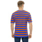 Casual blue and orange striped men's T-shirt
