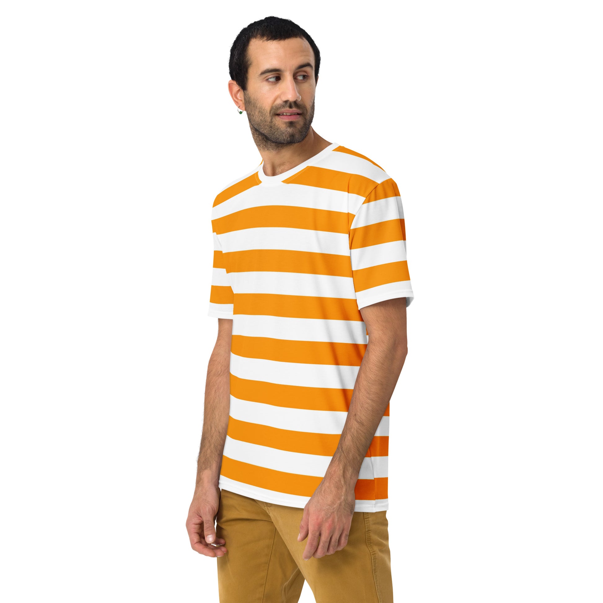 Orange White Striped T Shirt