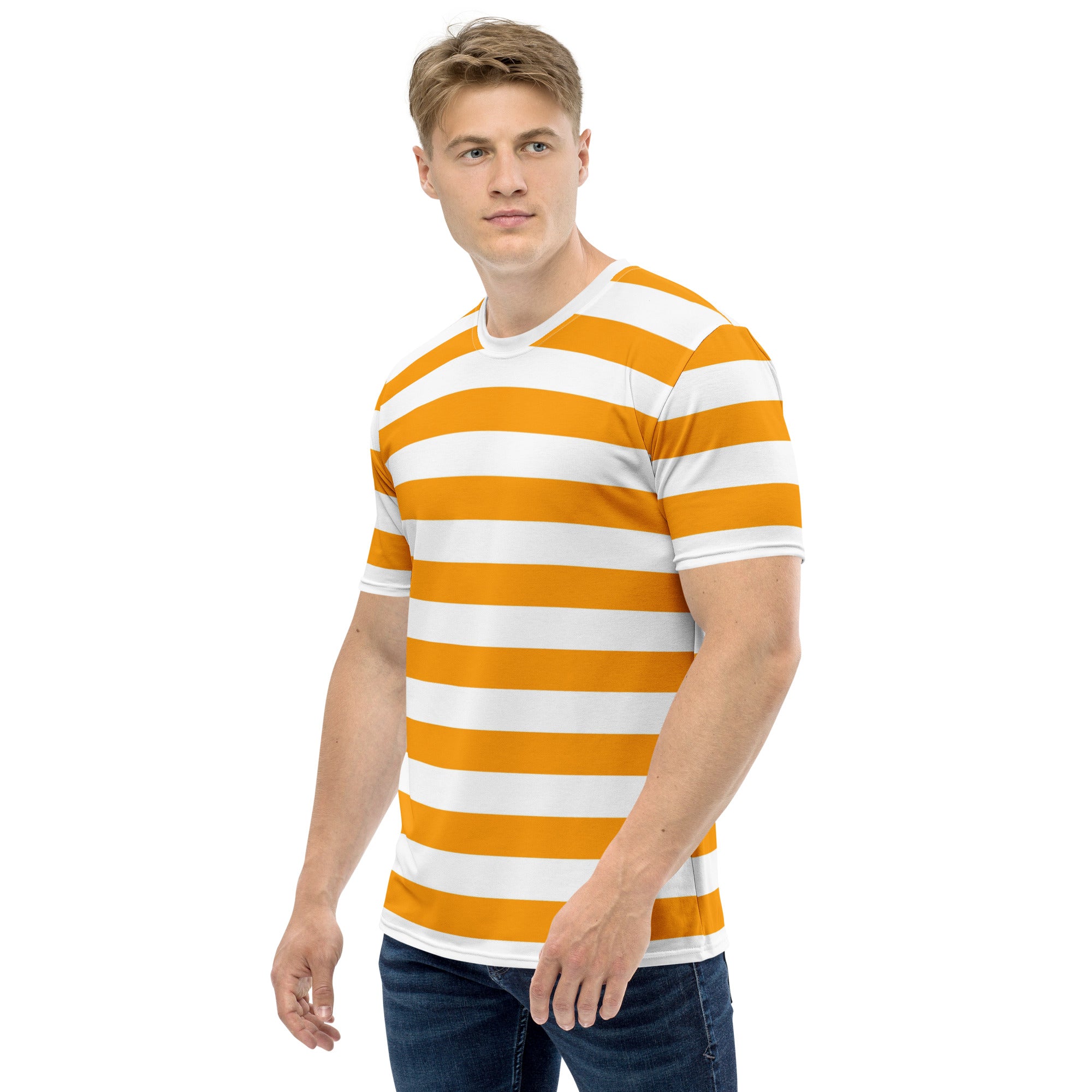 Orange And White Striped Shirt Mens