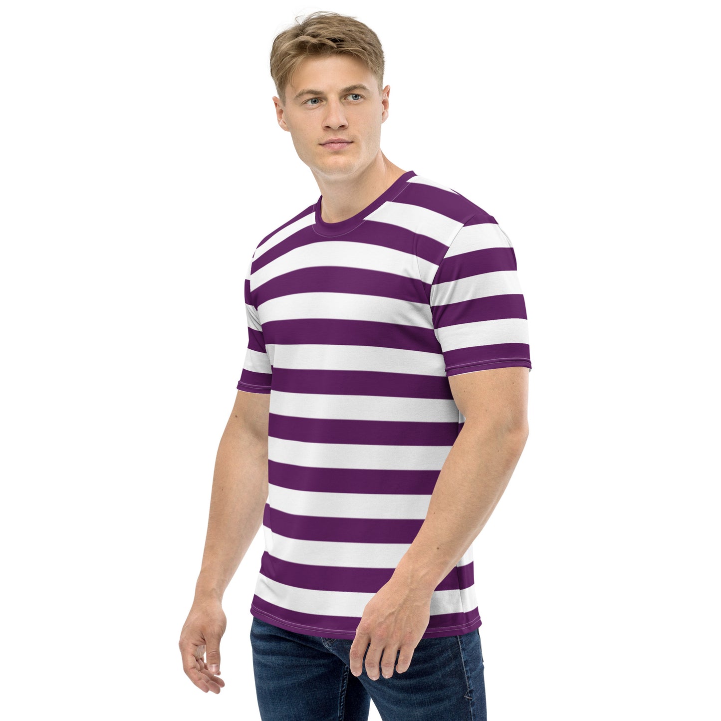 Purple And White Striped Tshirt
