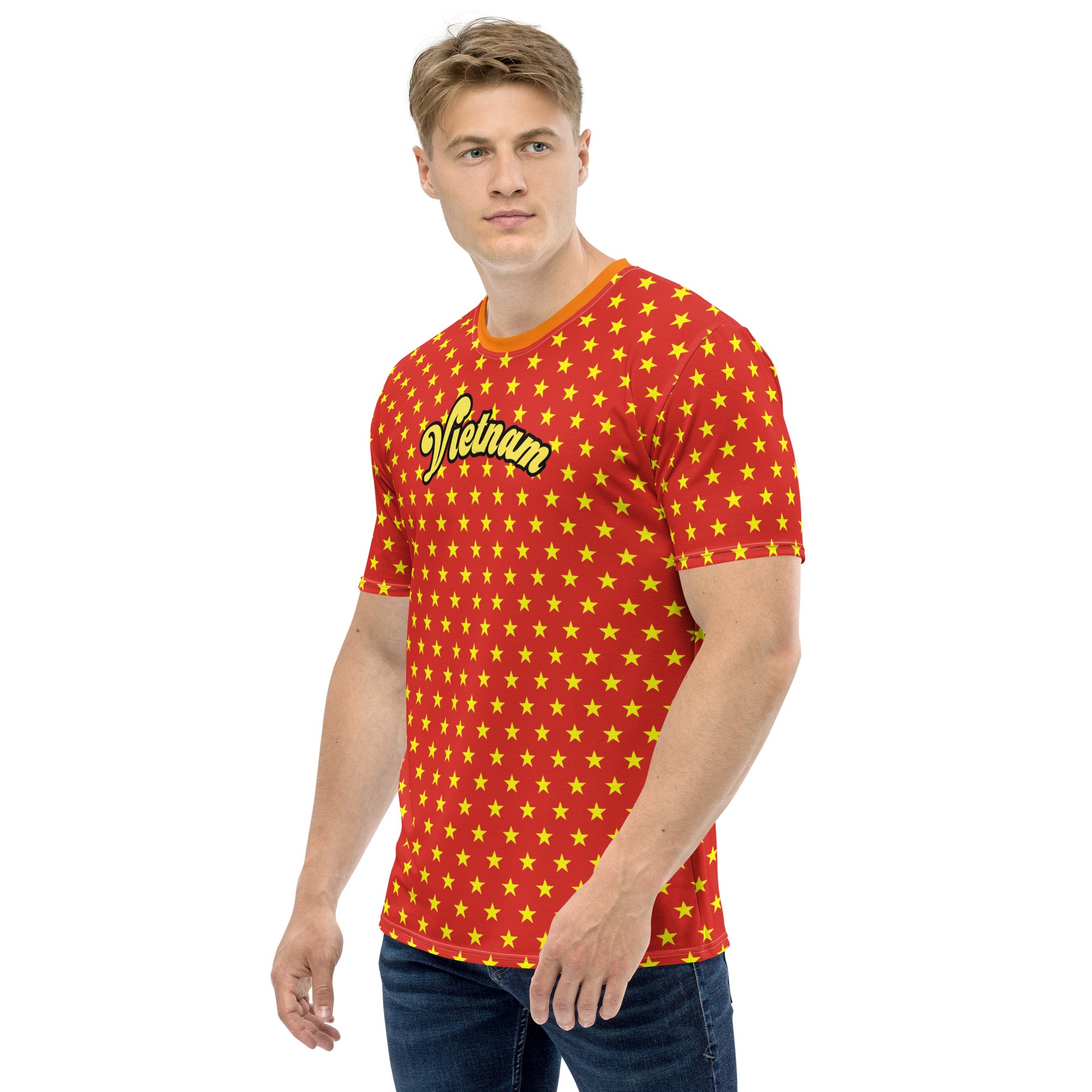 Stand Out in this Men's Vietnam T-Shirt with Yellow Polka Dots