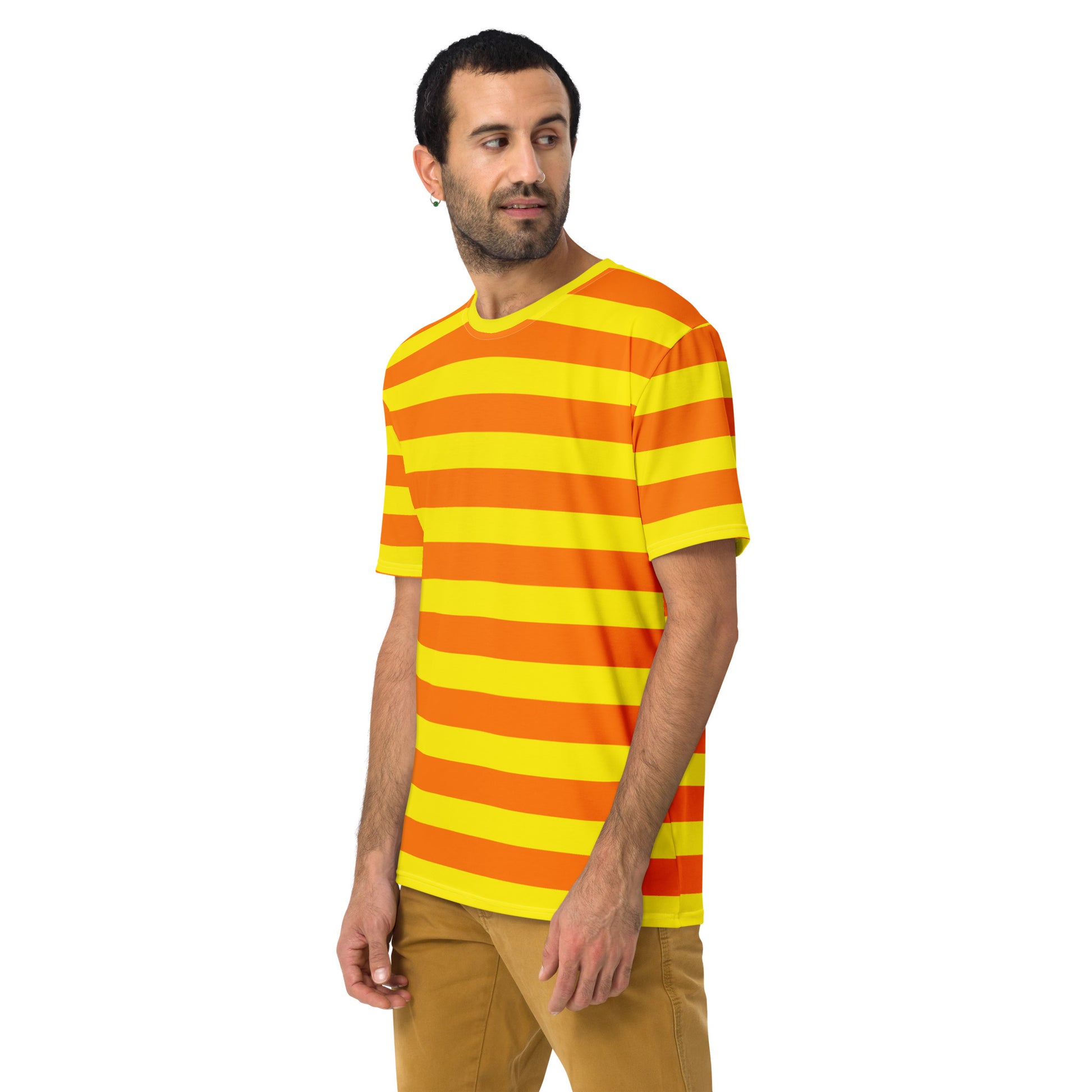 T-shirt with orange and yellow stripes