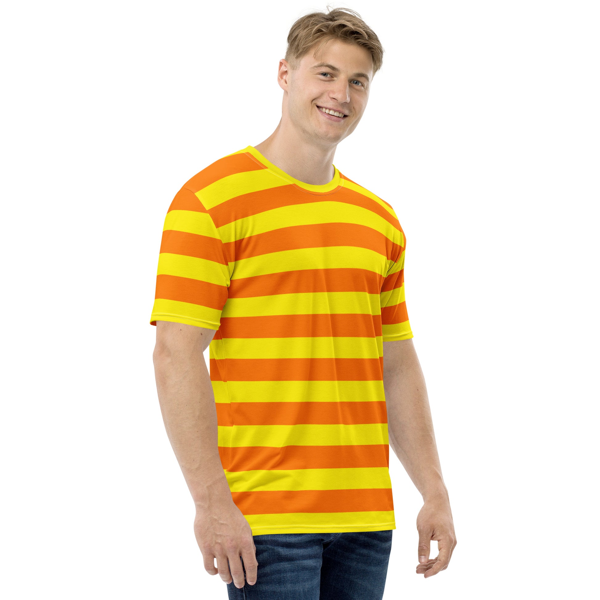 Orange and yellow striped t-shirt