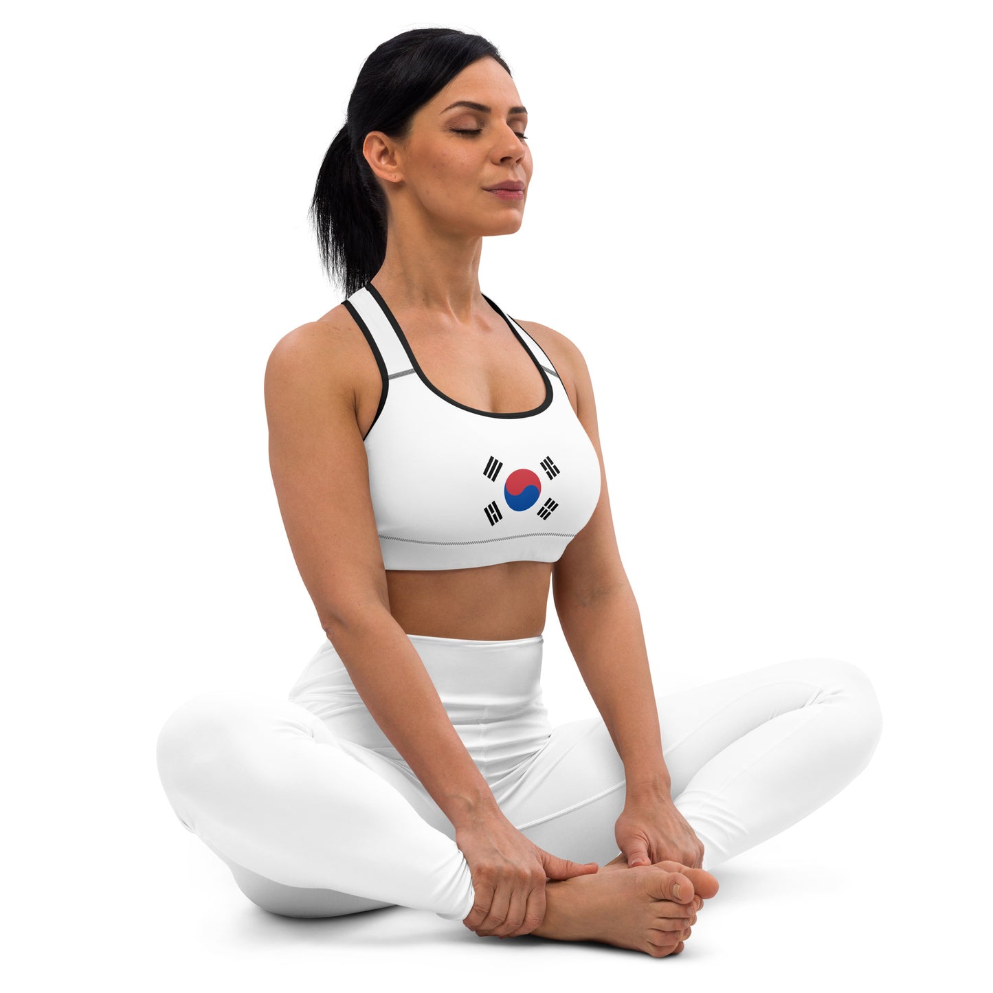South Korean flag padded sports bra for fitness enthusiasts who love their country.