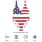 Conjunto de biquíni bandeira americana / cintura alta / poliéster reciclado