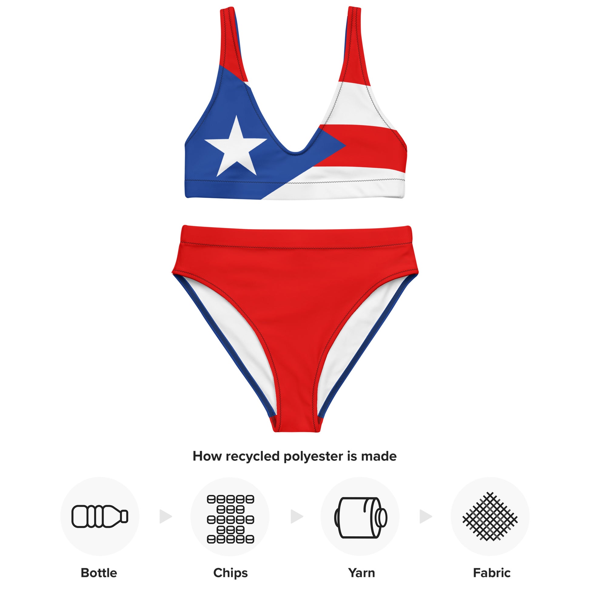 Trendy Bikini with Pride in the Puerto Rican Flag, How Recycled Polyester is made