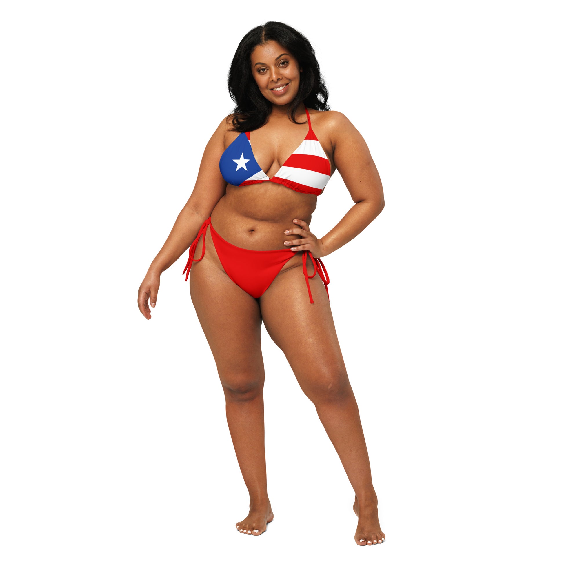 Puerto Rican Flag Print Sustainable Plus Size Bikini