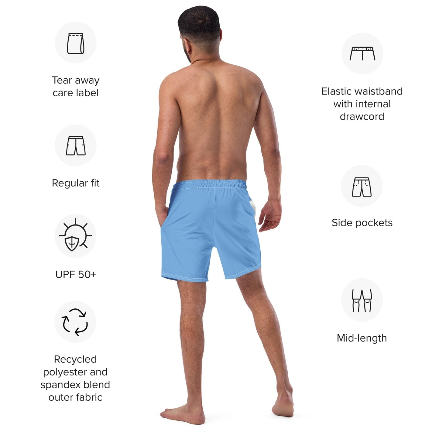 Argentina Swim Trunks Mens Short With Mesh Pockets / Size 2XS - 6XL / Recycled Polyester