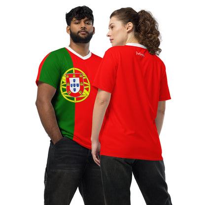 Portugal-inspired sports jersey with vibrant flag print