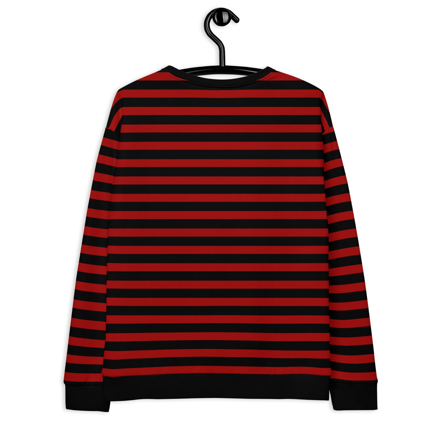 Bold Unisex Eco-Friendly Sweater: Red and Black Striped Classic
