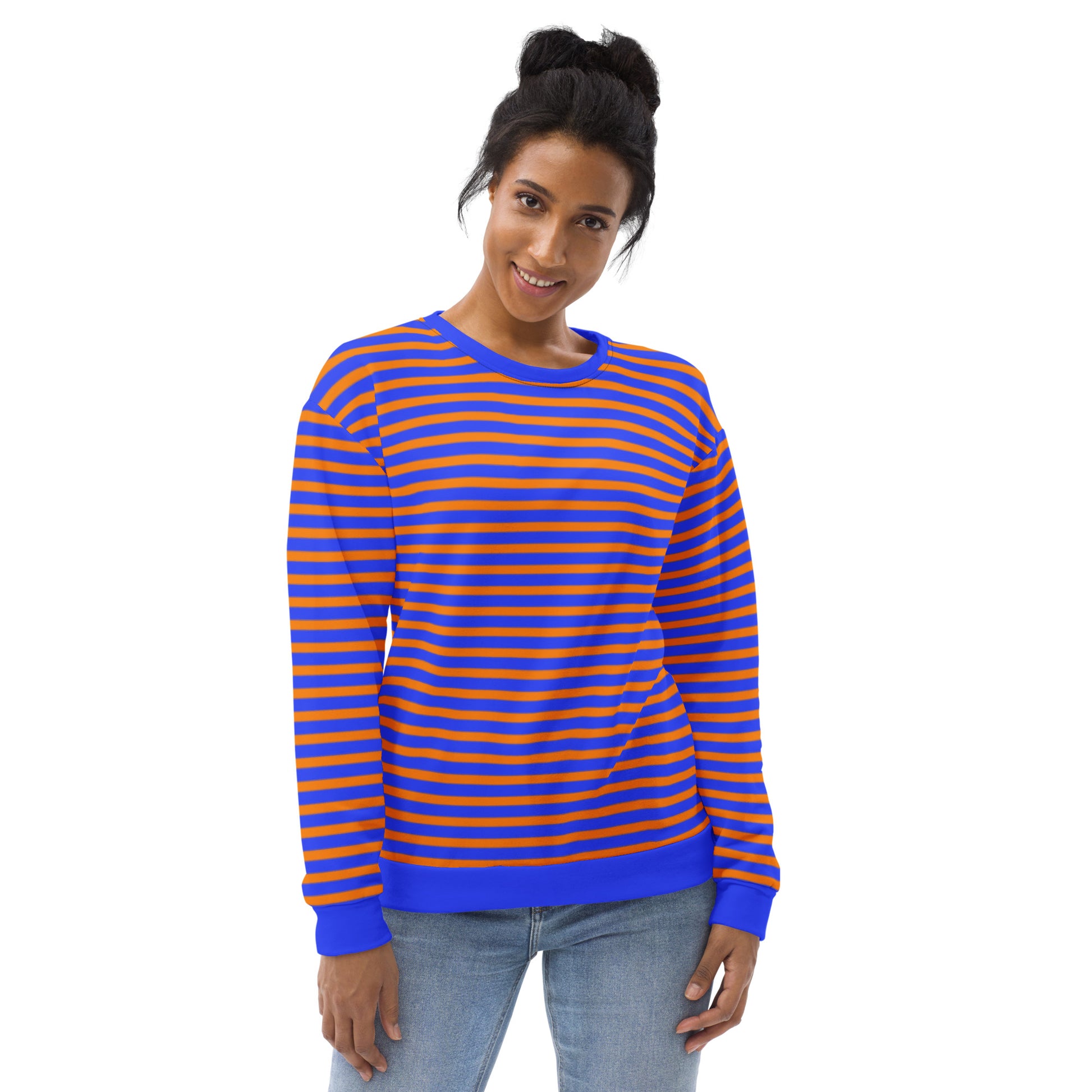 Blue And Orange Striped Sweater / Fashion For Men And Women
