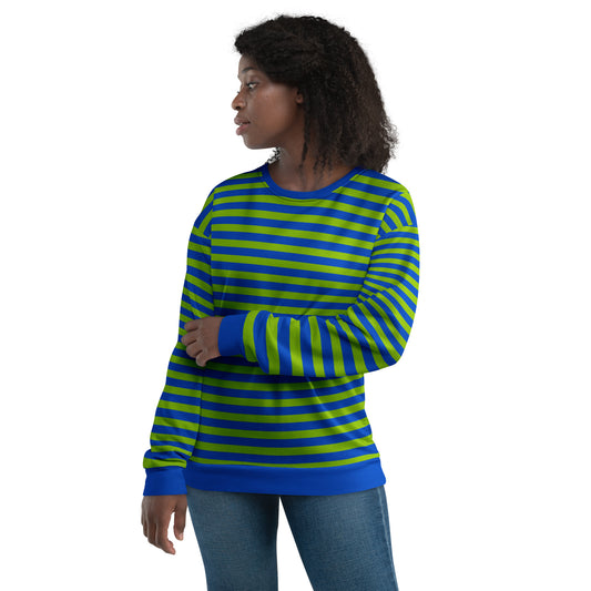 Blue Green Striped Sweater / Sustainable Sweatshirt