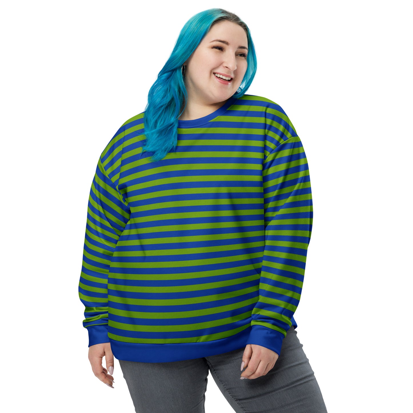 Plus Size Green and Blue Striped Sweater