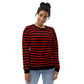 Bold Unisex Eco-Friendly Sweater: Red and Black Striped Classic