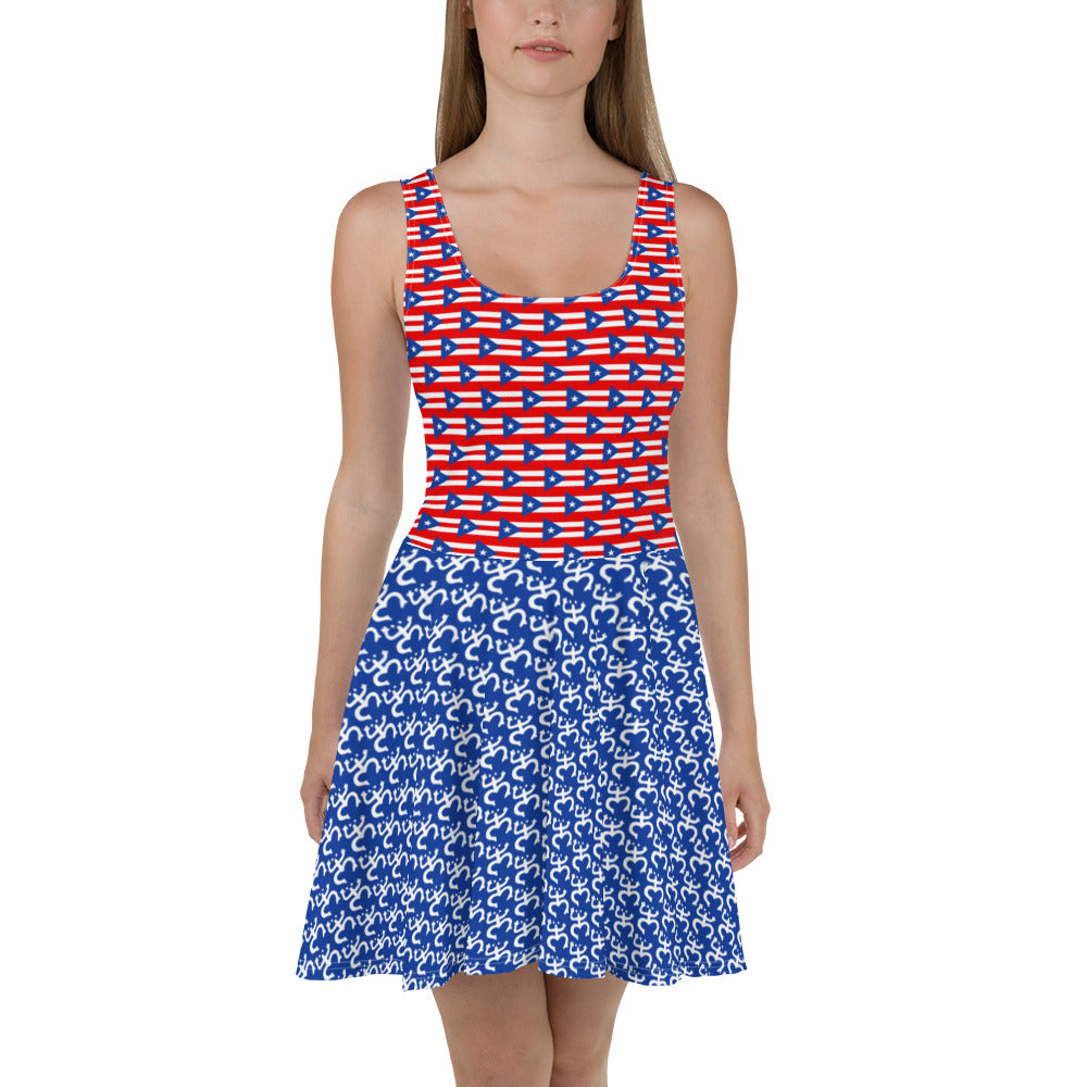 Skater Dress With Puerto Rican Flag Print